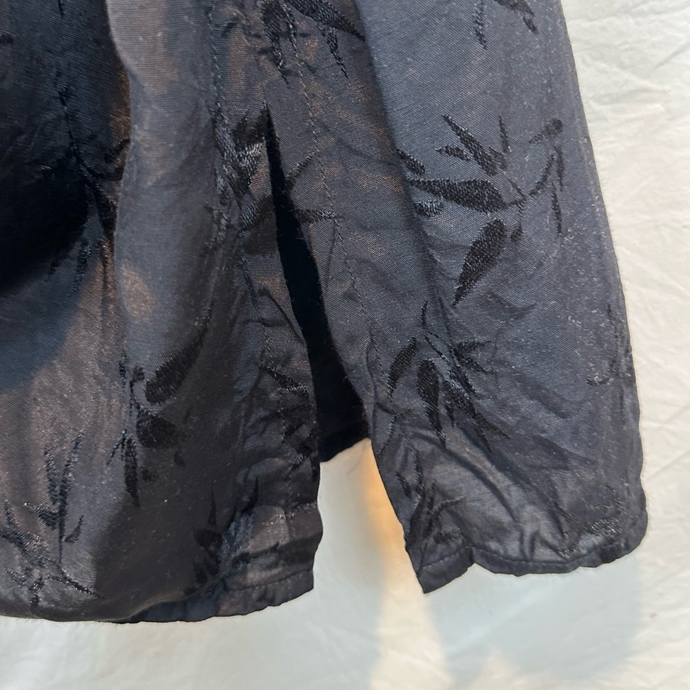 Black Bamboo Leaf Patterned Rayon Maxi Dress - image 4